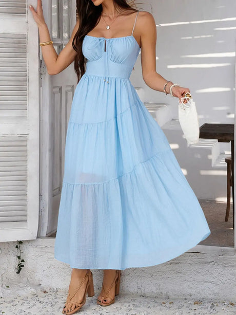 Devine Smocked Tiered Maxi Cami Dress | Hanalas