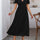 Devine V-Neck Puff Short Sleeve Midi Dress | Hanalas