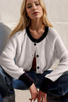 Double Take Contrast Button Up Long Sleeve Cardigan Trendsi Hanalas