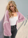 Double Take Contrast Open Front Dropped Shoulder Cardigan Trendsi Hanalas