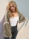 Double Take Contrast Open Front Dropped Shoulder Cardigan Trendsi Hanalas