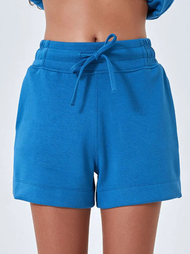 Drawstring Solid Color Shorts with Pockets | Hanalas