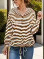 Drawstring Striped Long Sleeve Hoodie Trendsi Hanalas