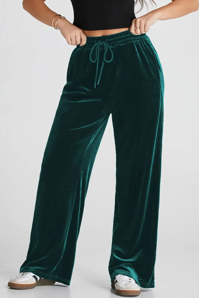 Drawstring Waist Wide Leg Active Pants | Hanalas