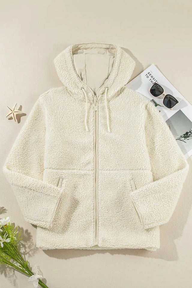 Drawstring Zip Up Long Sleeve Hooded Jacket Trendsi Hanalas