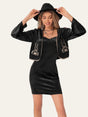 Embroidered Open Front Cardigan and Cami Dress Set | Hanalas