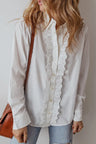 Eyelet Button Down Long Sleeve Shirt Trendsi Hanalas