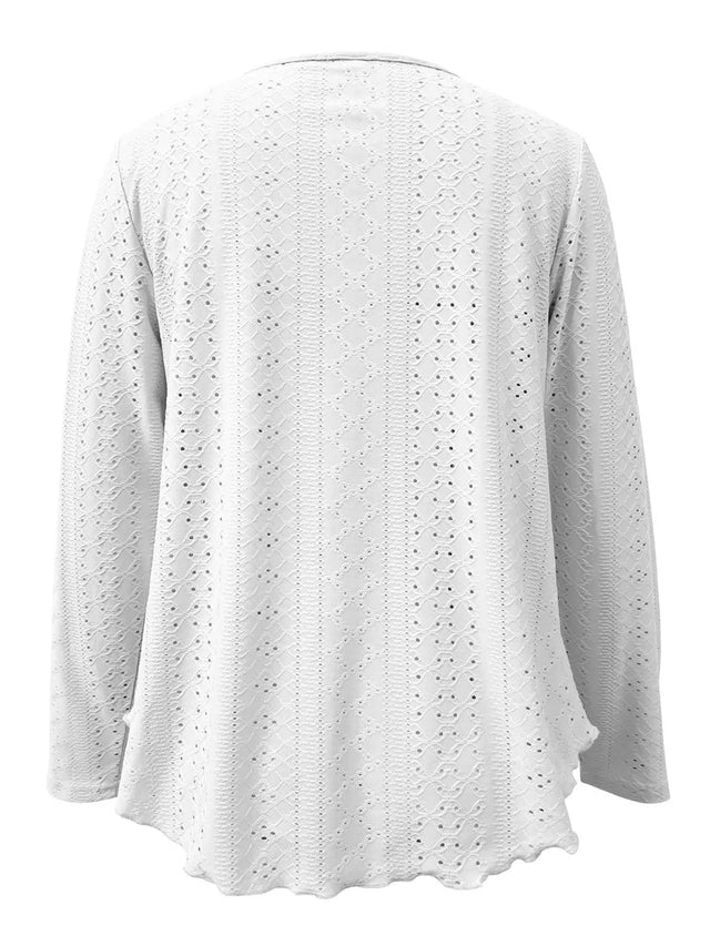 Eyelet Long Sleeve Blouse Trendsi Hanalas