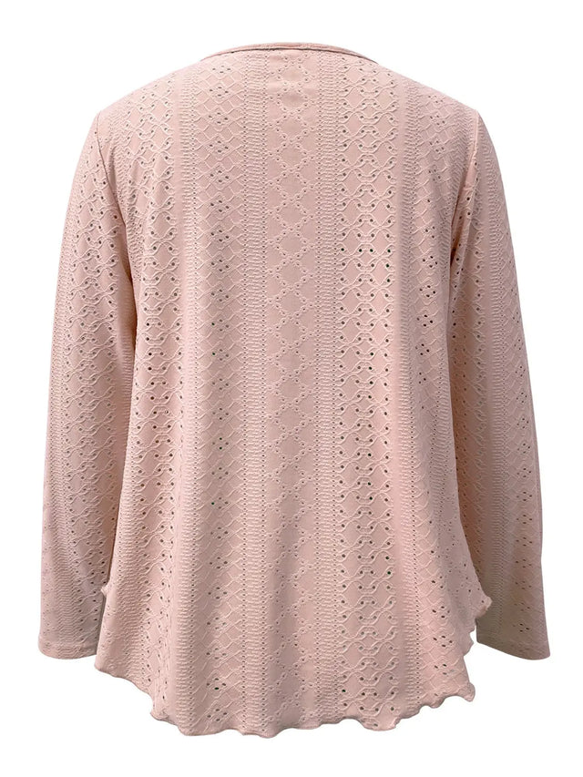 Eyelet Long Sleeve Blouse Trendsi Hanalas