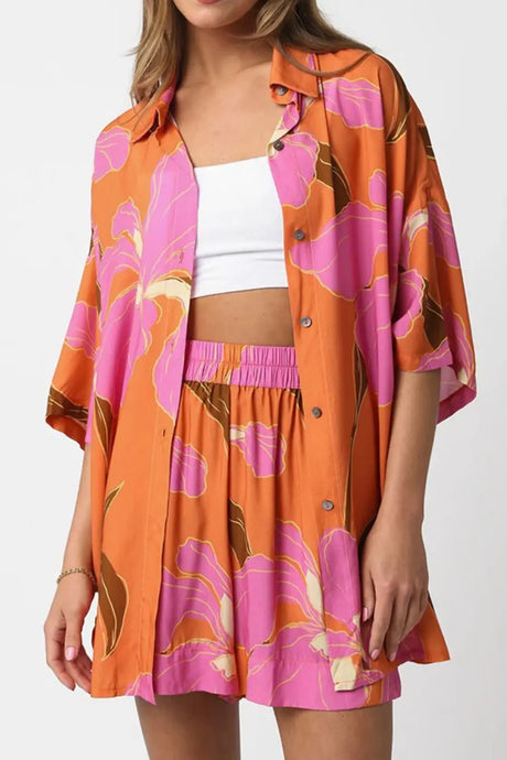 Floral Print Shirt and Shorts Set | Hanalas