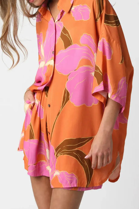 Floral Print Shirt and Shorts Set | Hanalas