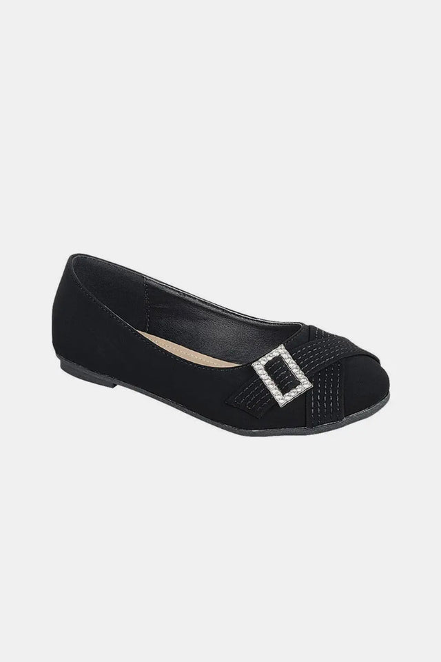 Forever Link Slip On Rhinestone Buckle Ballet Flats Trendsi Hanalas