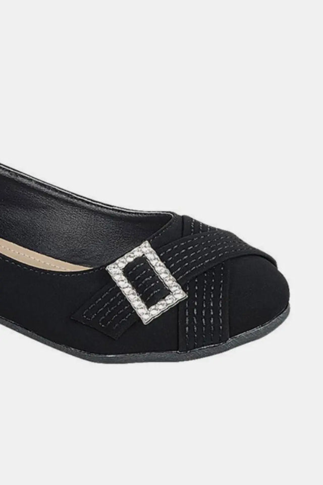 Forever Link Slip On Rhinestone Buckle Ballet Flats Trendsi Hanalas