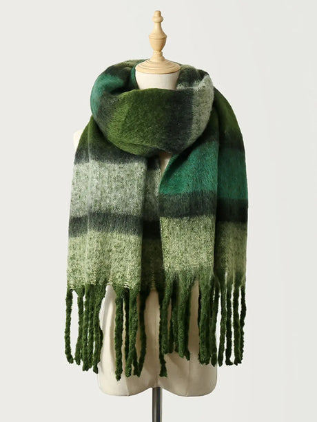 Fringe Color Block Polyester Scarf Trendsi Hanalas