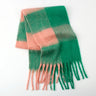 Fringe Contrast Plaid Polyester Scarf Trendsi Hanalas