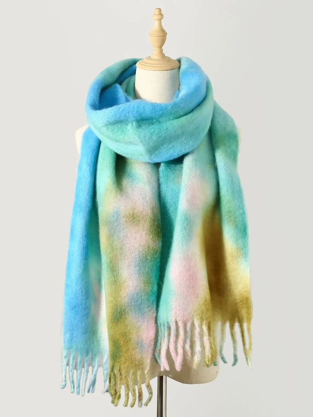 Fringe Tie-Dye Polyester Scarf Trendsi Hanalas