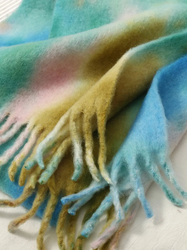 Fringe Tie-Dye Polyester Scarf Trendsi Hanalas