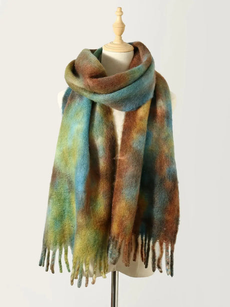 Fringe Tie-Dye Polyester Scarf Trendsi Hanalas