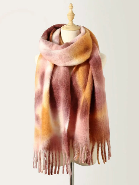 Fringe Tie-Dye Polyester Scarf Trendsi Hanalas