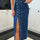 Front Button Slit Midi Denim Skirt | Hanalas