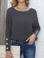 Full Size Boat Neck Long Sleeve Sweater Trendsi Hanalas