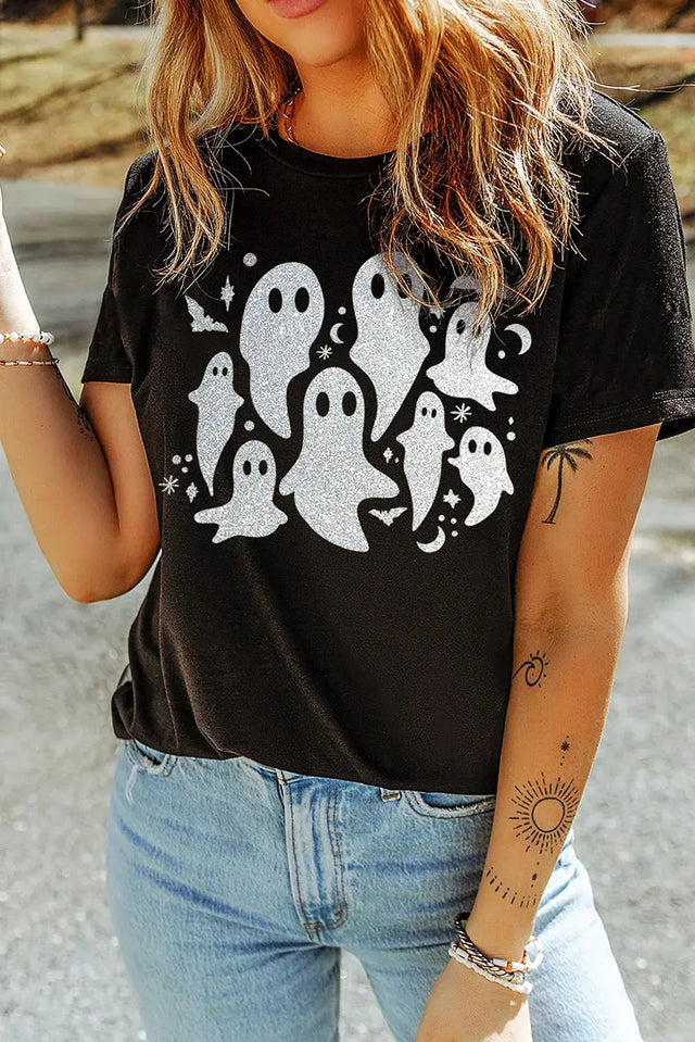 Full Size Ghost Round Neck Short Sleeve T-Shirt Trendsi Hanalas