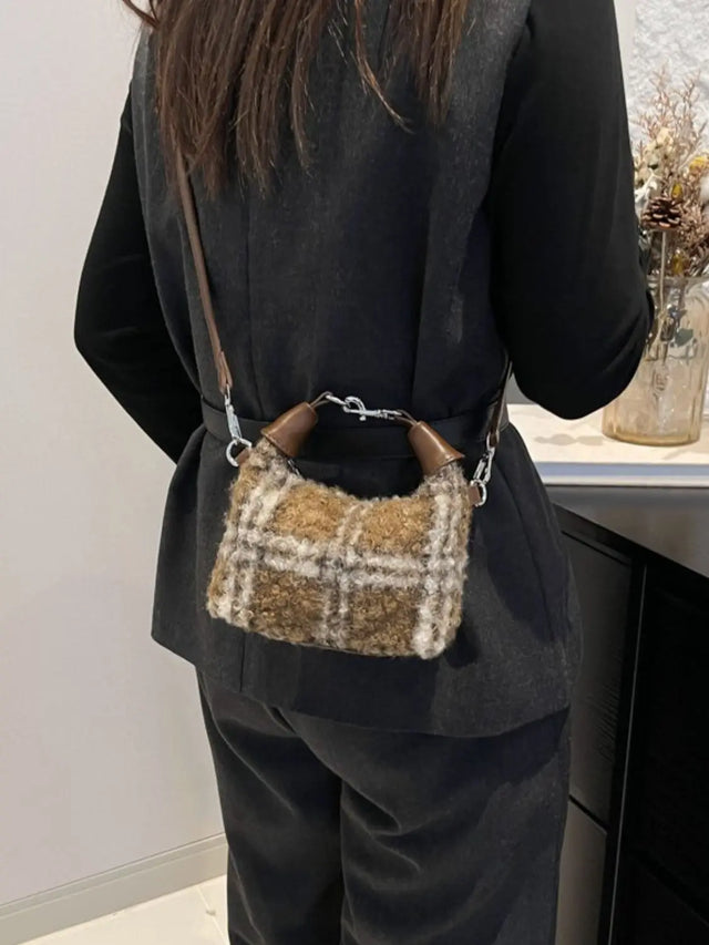 Fuzzy Polyester Mini Handbag with Zipper Trendsi Hanalas