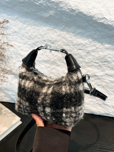 Fuzzy Polyester Mini Handbag with Zipper Trendsi Hanalas