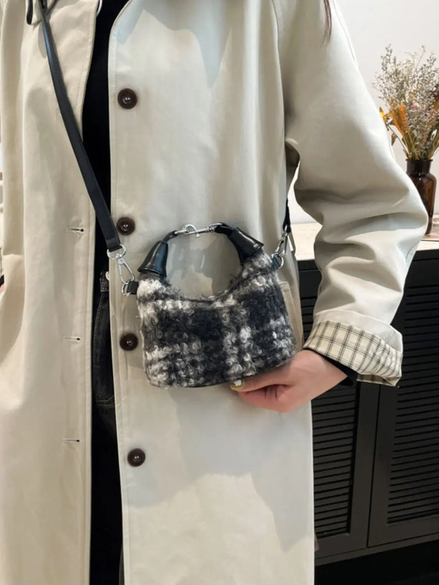 Fuzzy Polyester Mini Handbag with Zipper Trendsi Hanalas