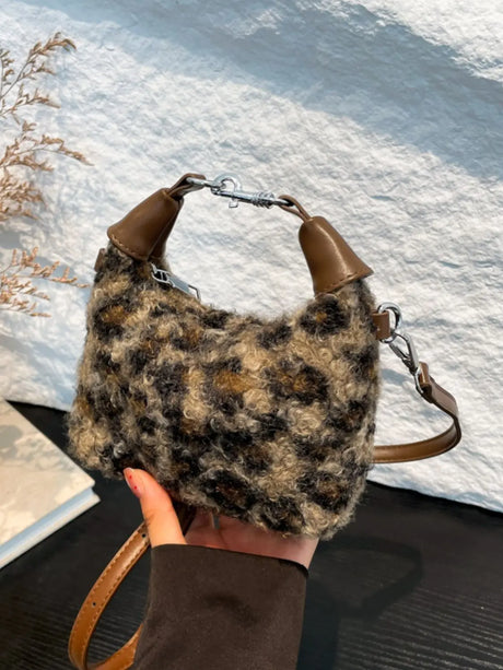 Fuzzy Polyester Mini Handbag with Zipper Trendsi Hanalas