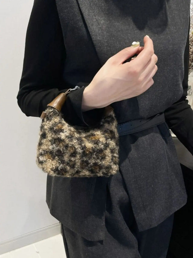 Fuzzy Polyester Mini Handbag with Zipper Trendsi Hanalas