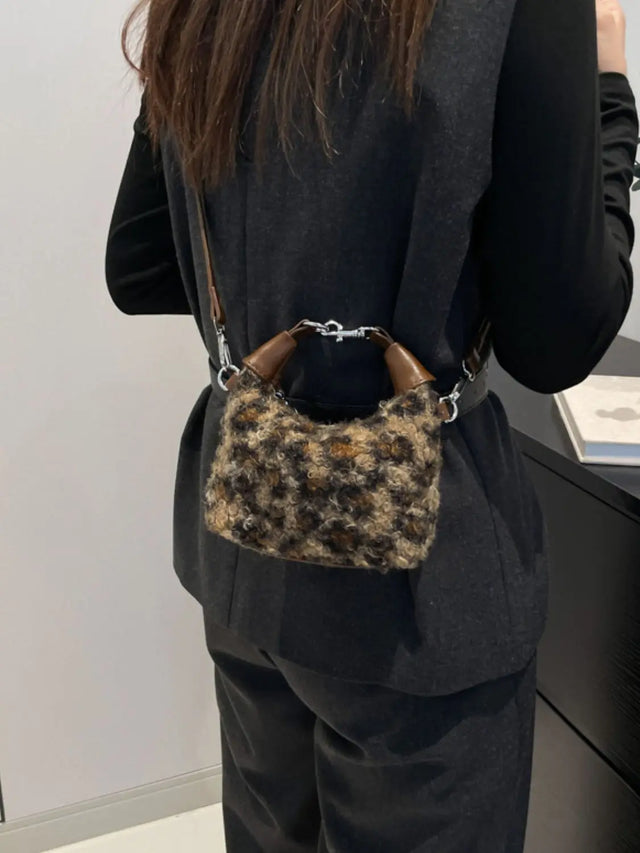 Fuzzy Polyester Mini Handbag with Zipper Trendsi Hanalas