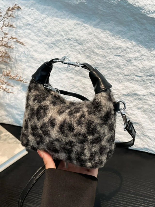 Fuzzy Polyester Mini Handbag with Zipper Trendsi Hanalas