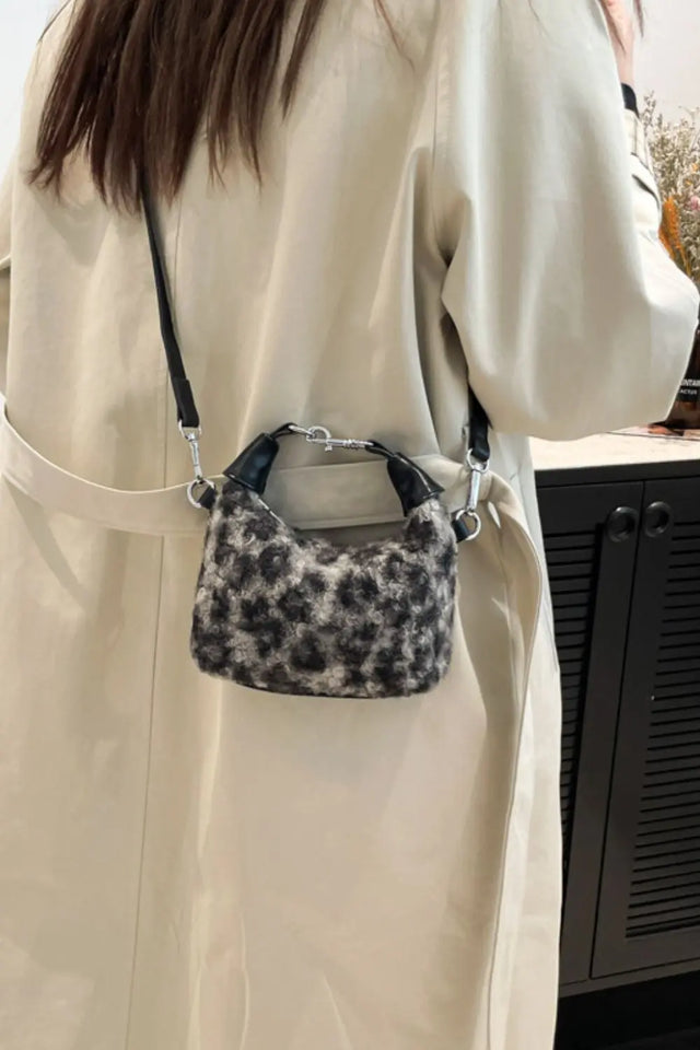 Fuzzy Polyester Mini Handbag with Zipper Trendsi Hanalas