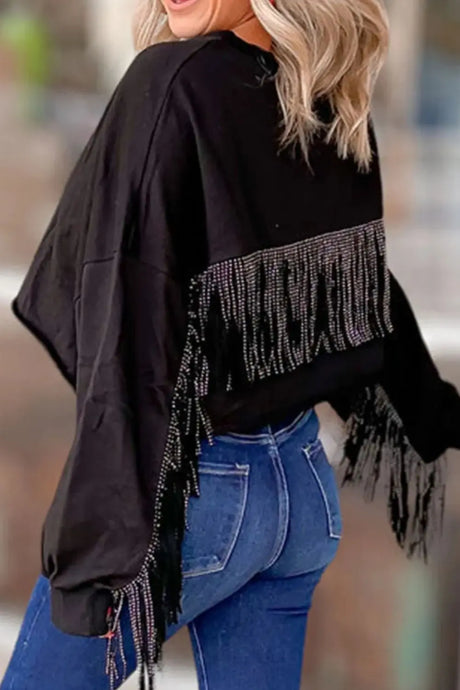 GAME DAY Fringe Long Sleeve Sweatshirt Trendsi Hanalas