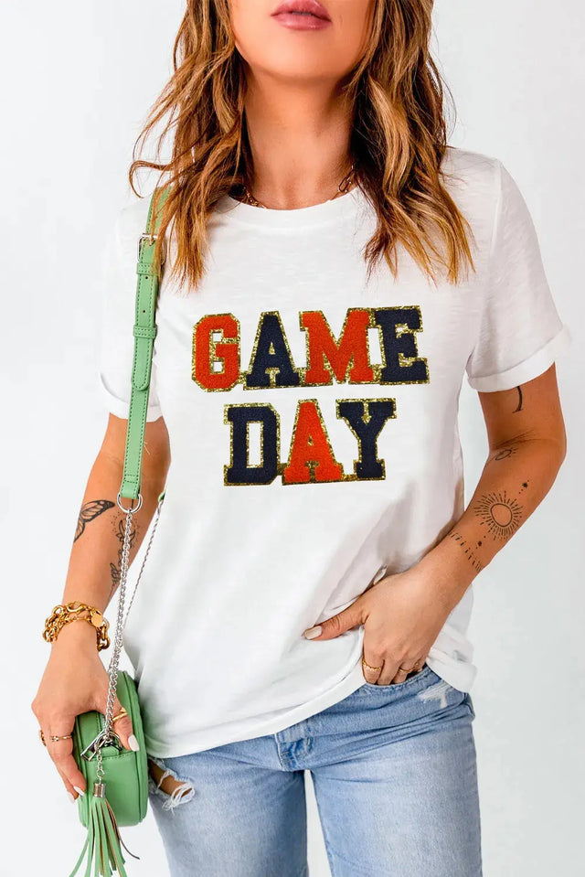 GAME DAY Round Neck Short Sleeve T-Shirt Trendsi Hanalas