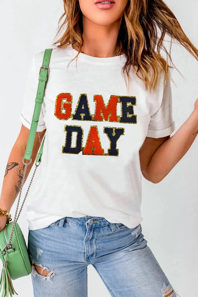 GAME DAY Round Neck Short Sleeve T-Shirt Trendsi Hanalas