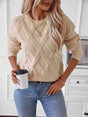 Geometric Round Neck Long Sleeve Sweater Trendsi Hanalas