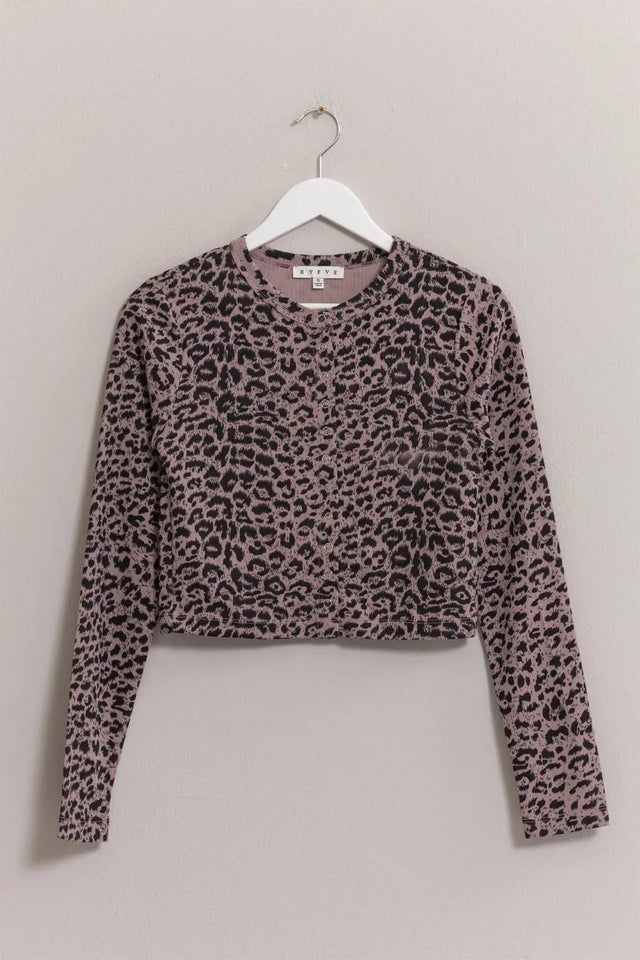 HYFVE Animal Print Snap Down Crop Cardigan Trendsi Hanalas