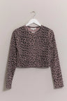 HYFVE Animal Print Snap Down Crop Cardigan Trendsi Hanalas