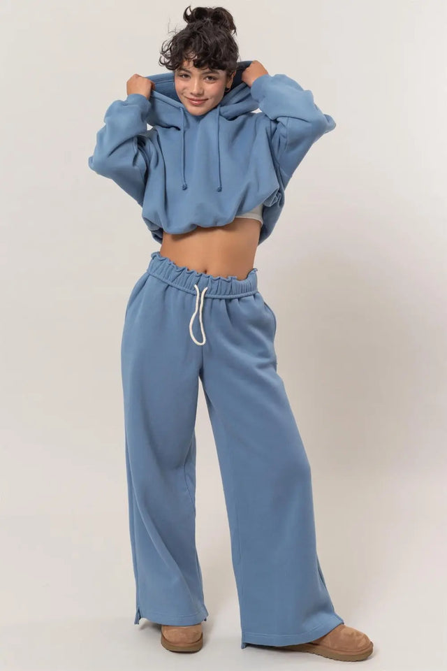 HYFVE Bubble Hem Cropped Hoodie Trendsi Hanalas