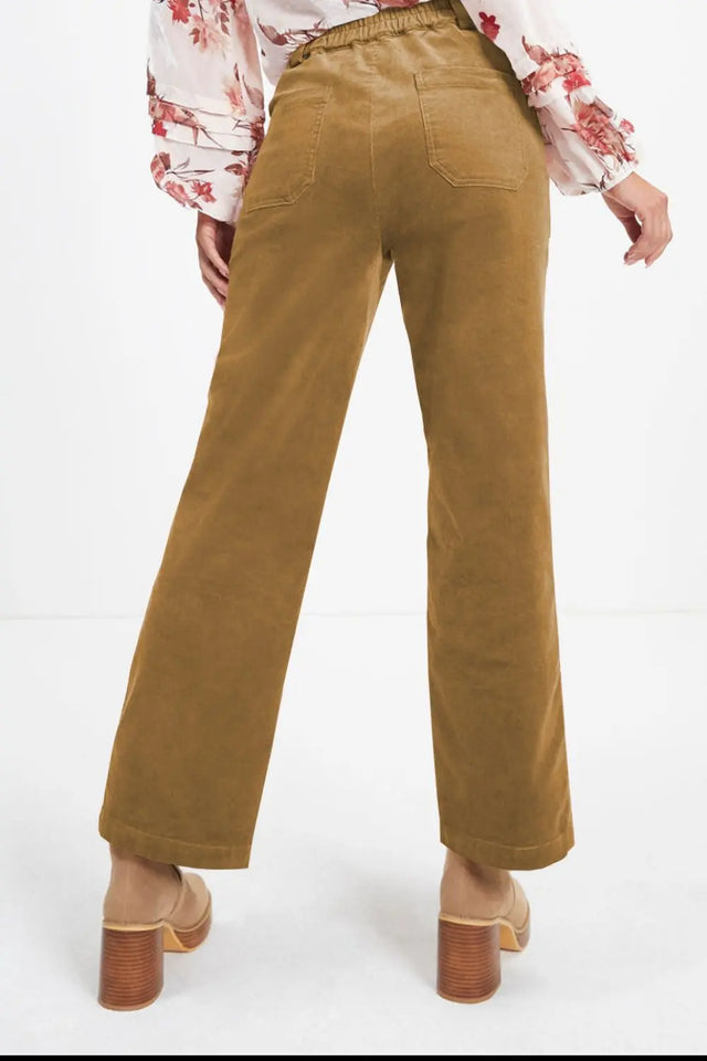 Half Elastic Waist Straight Pants | Hanalas