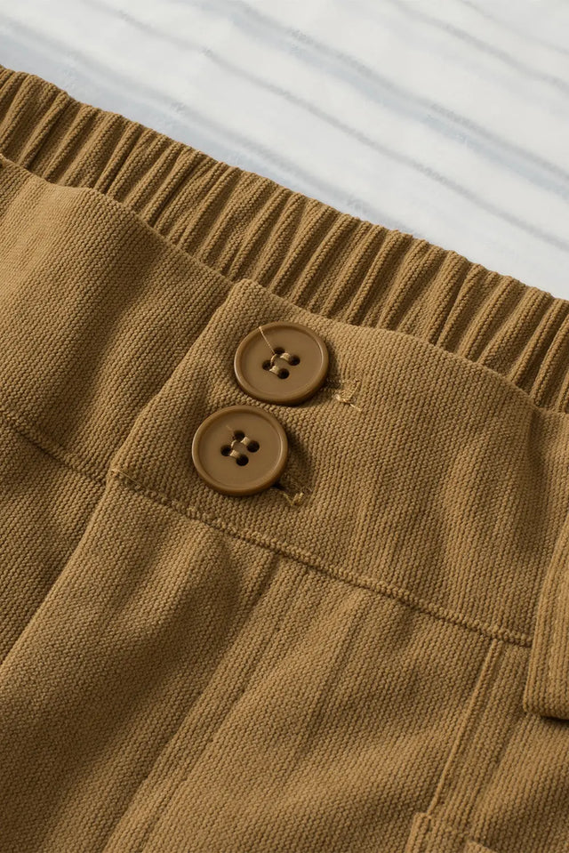 Half Elastic Waist Straight Pants | Hanalas