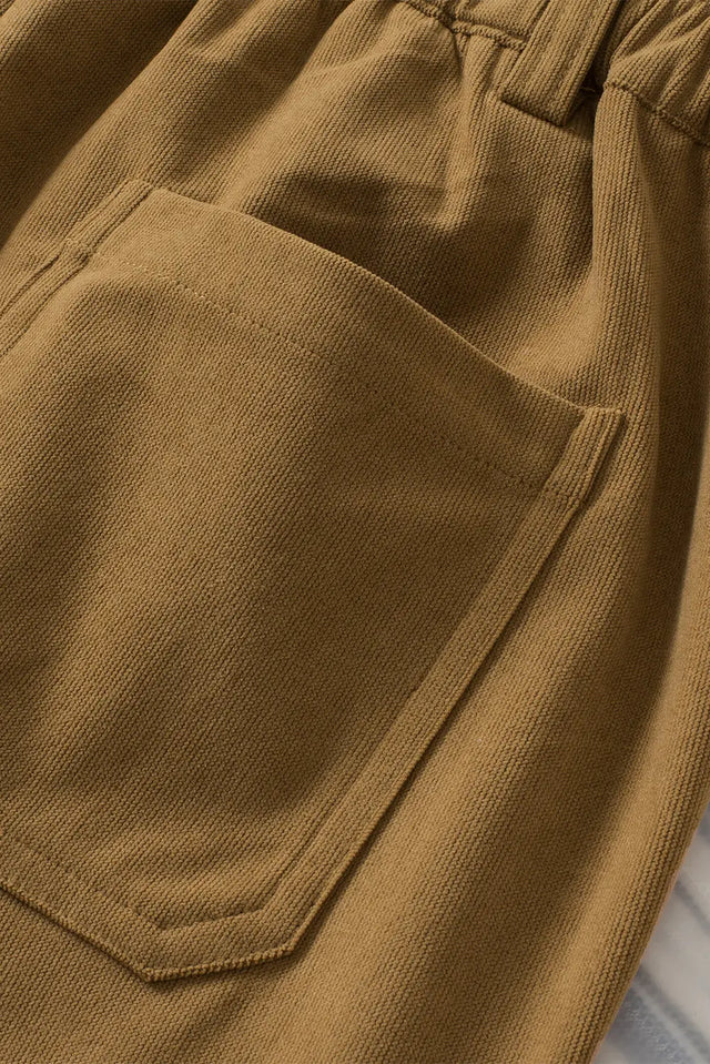 Half Elastic Waist Straight Pants | Hanalas