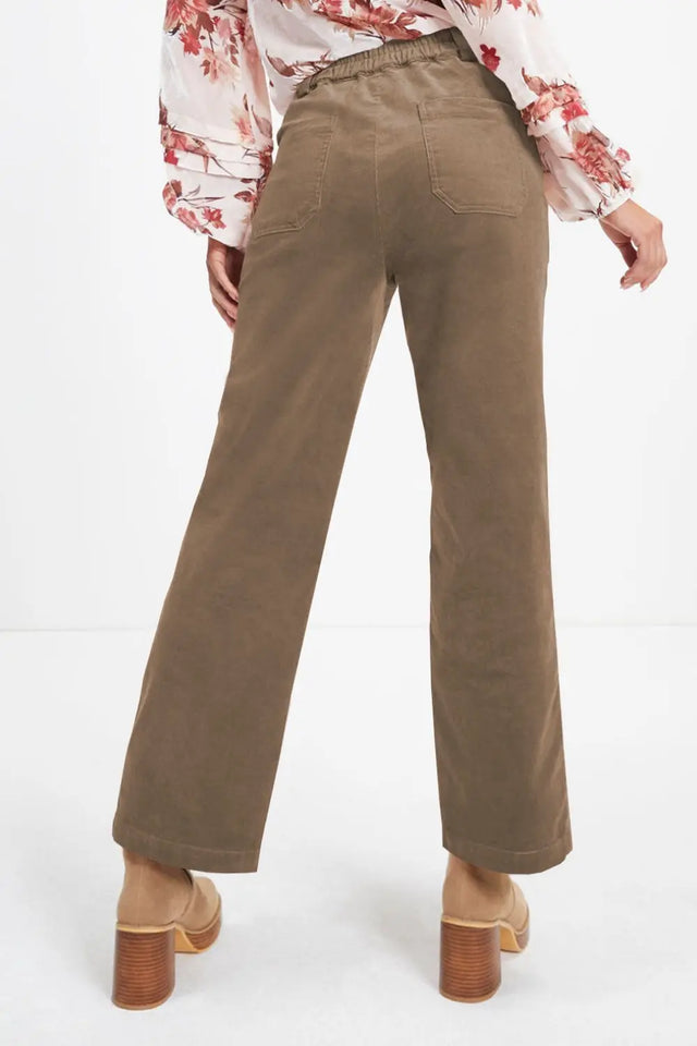Half Elastic Waist Straight Pants | Hanalas