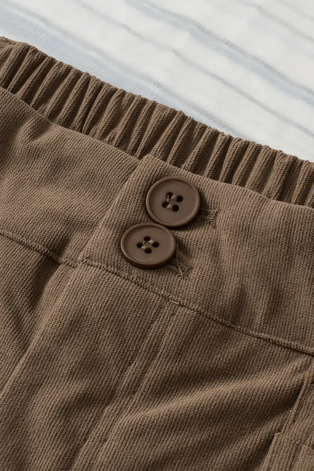 Half Elastic Waist Straight Pants | Hanalas