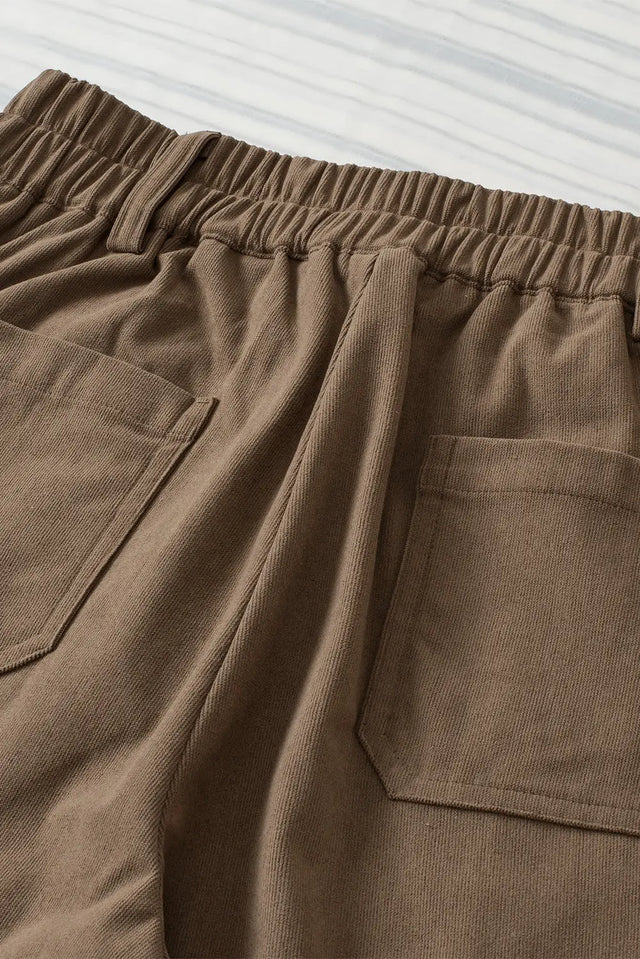 Half Elastic Waist Straight Pants | Hanalas