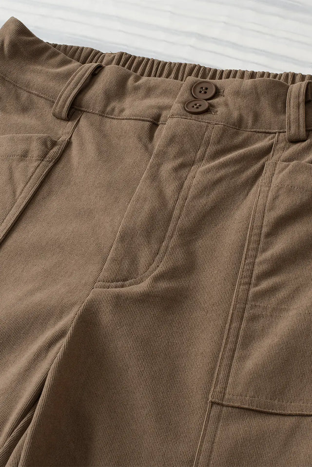 Half Elastic Waist Straight Pants | Hanalas