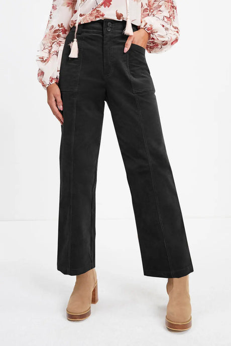 Half Elastic Waist Straight Pants | Hanalas