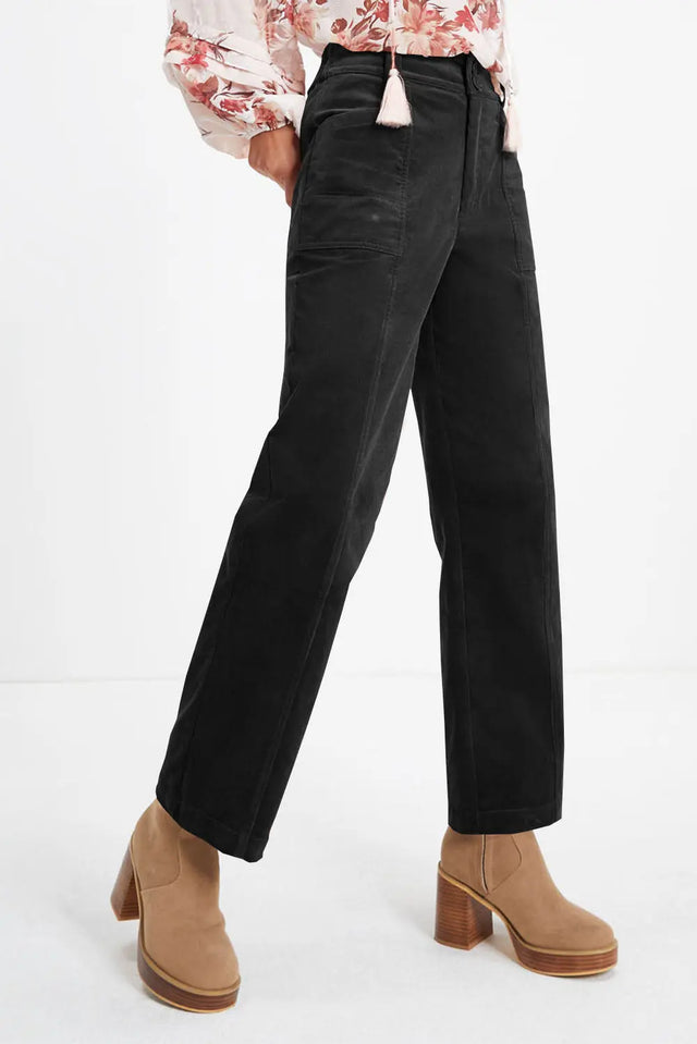 Half Elastic Waist Straight Pants | Hanalas